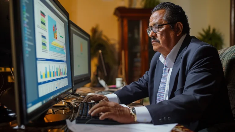 un gobernador mexicano utilizando un software GRP Government Resource Planning para reportar uso del presupuesto público